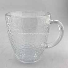 Clear Hammer  Pattern Glass Cup With Handle